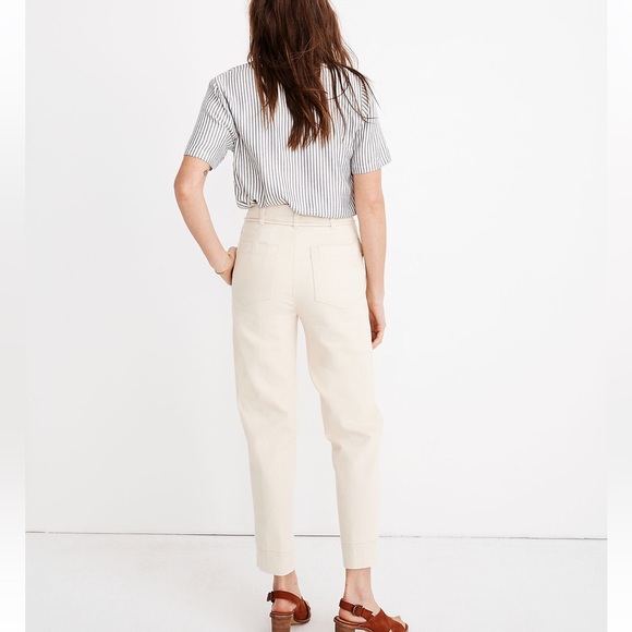 MADEWELL Tie-Waist Tapered Pants in Cream Missing Belt - Picture 3 of 8